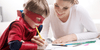 Man working with son to help brain development