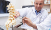 Doctor pointing at a model of a spine and explaining how to prevent inflammation