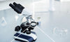 A microscope on a lab table