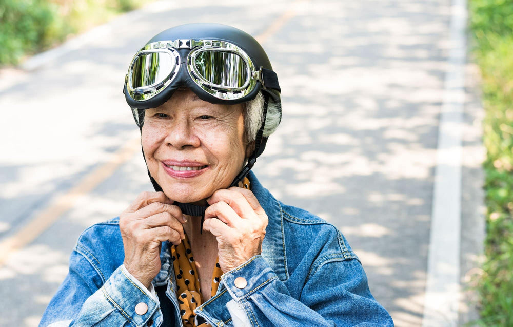 Elderly woman outside and enjoying a long healthy life