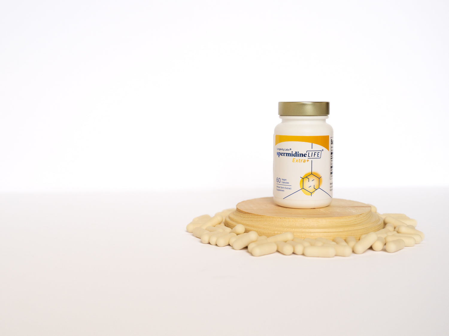 Bottle of SpermidineLIFE Extra+ supplement pills