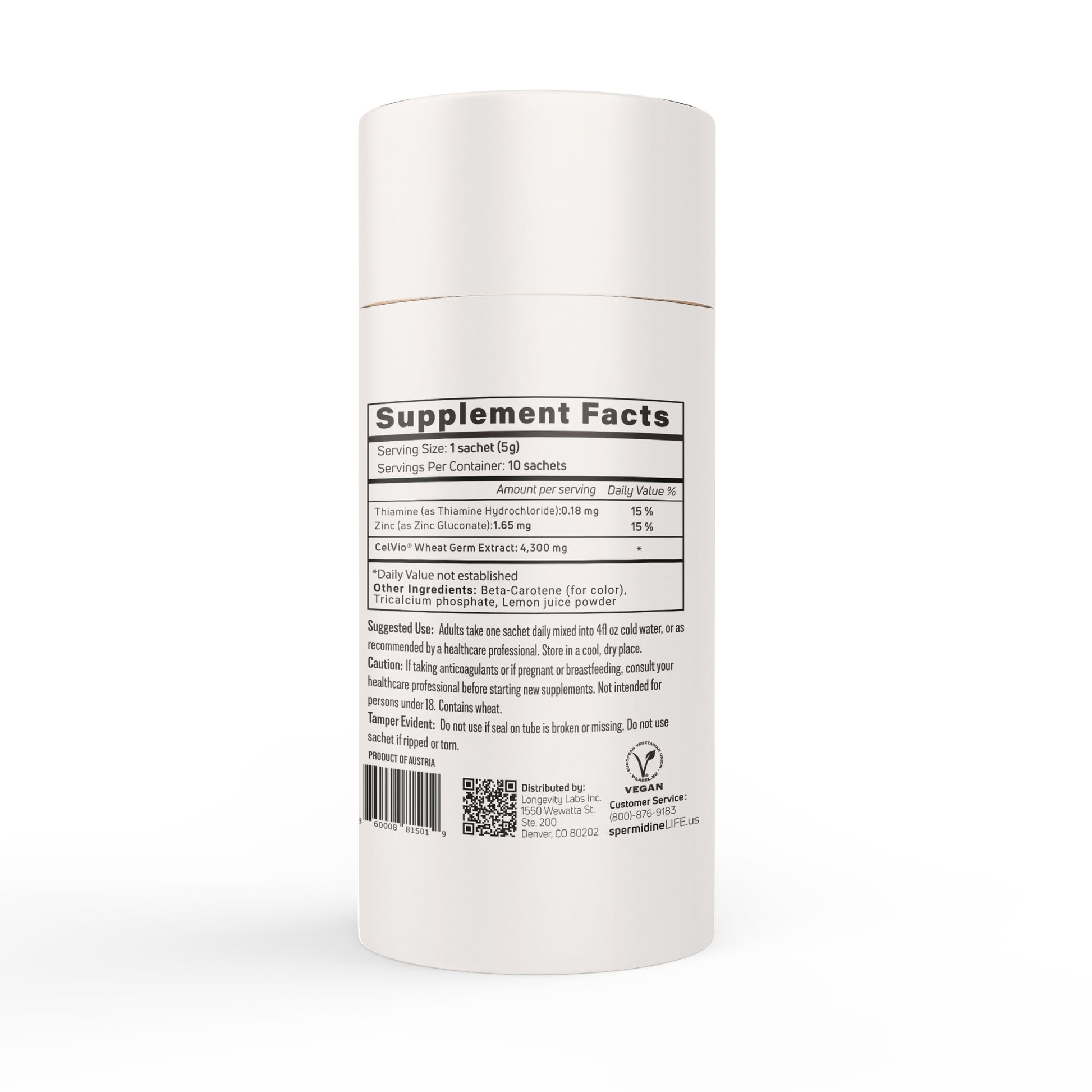 spermidineLIFE Pro+ bottle displaying supplement facts