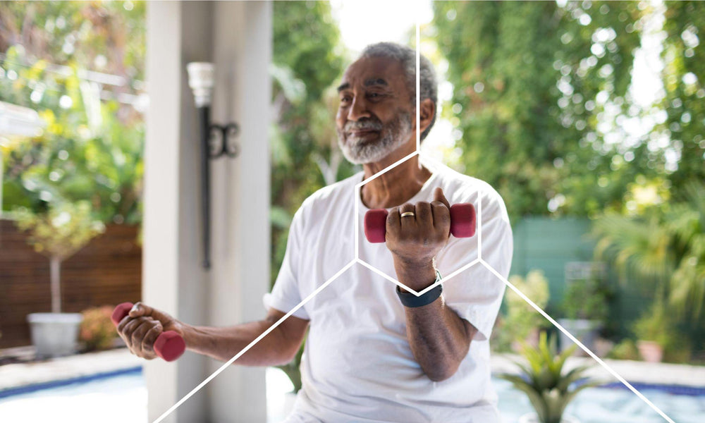 An old man working out