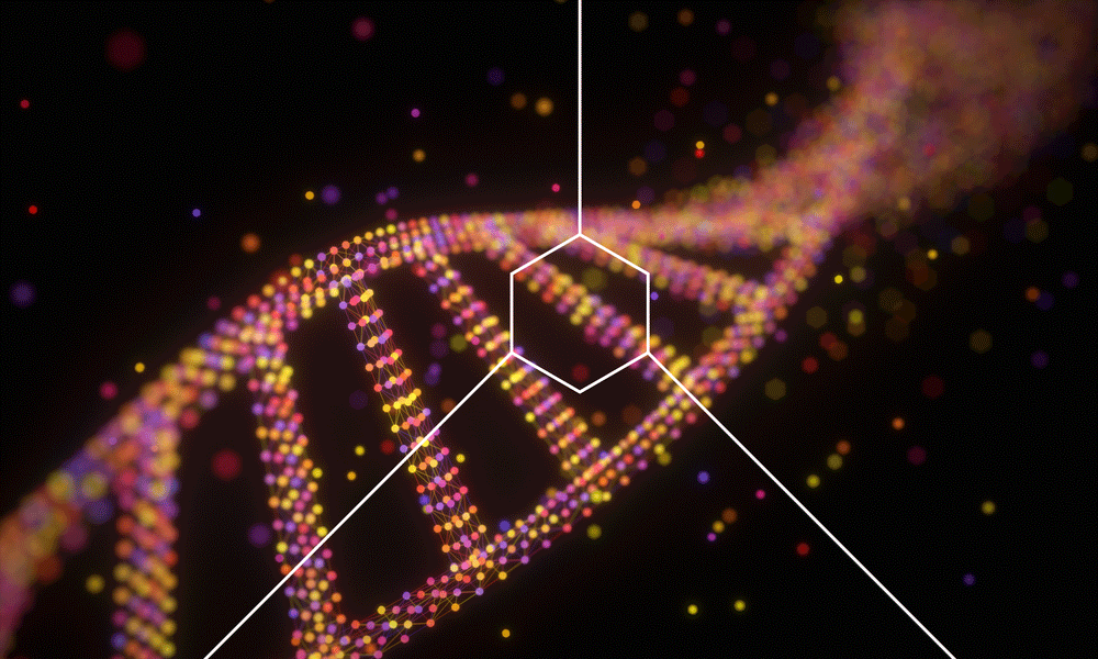 Cellular structure floating on a black background