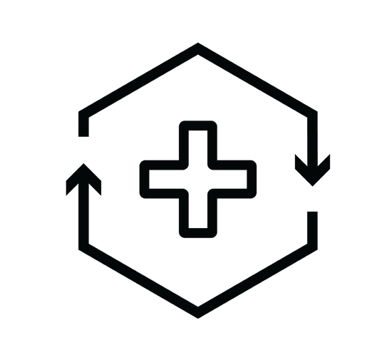 A black hexagon representing the longevity-enhancing properties of spermidineLIFE.