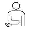 A line icon of a man in fasting posture with a hand in his pocket, symbolizing longevity and spermidineLIFE.