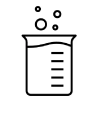 A black and white icon of a beaker with bubbles, representing cellular health.