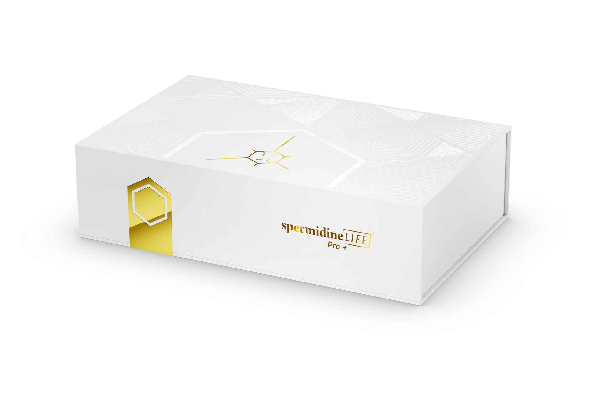 A box of Longevity Labs, Inc's spermidineLIFE® Extra + Pro Bundle supplement on a black background.